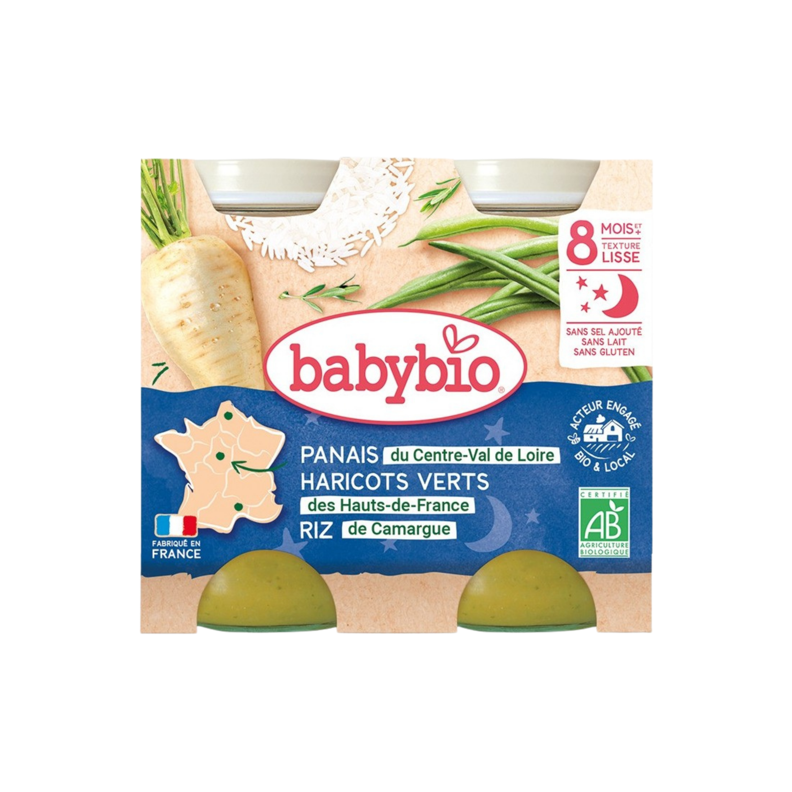 Babybio Panais Haricots Verts Riz 8m+