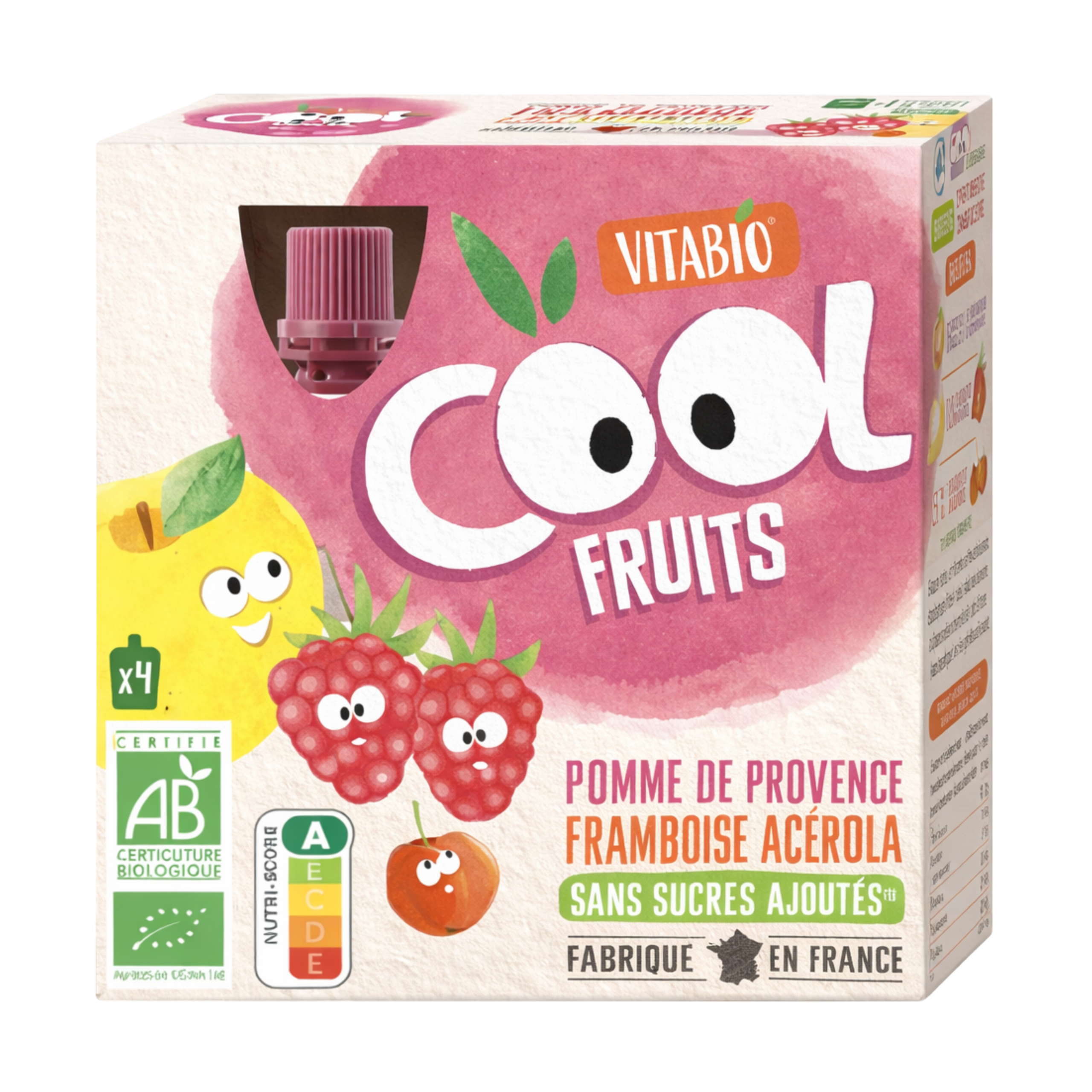 Vitabio COOL FRUITS Pomme Framboise 4x 90g
