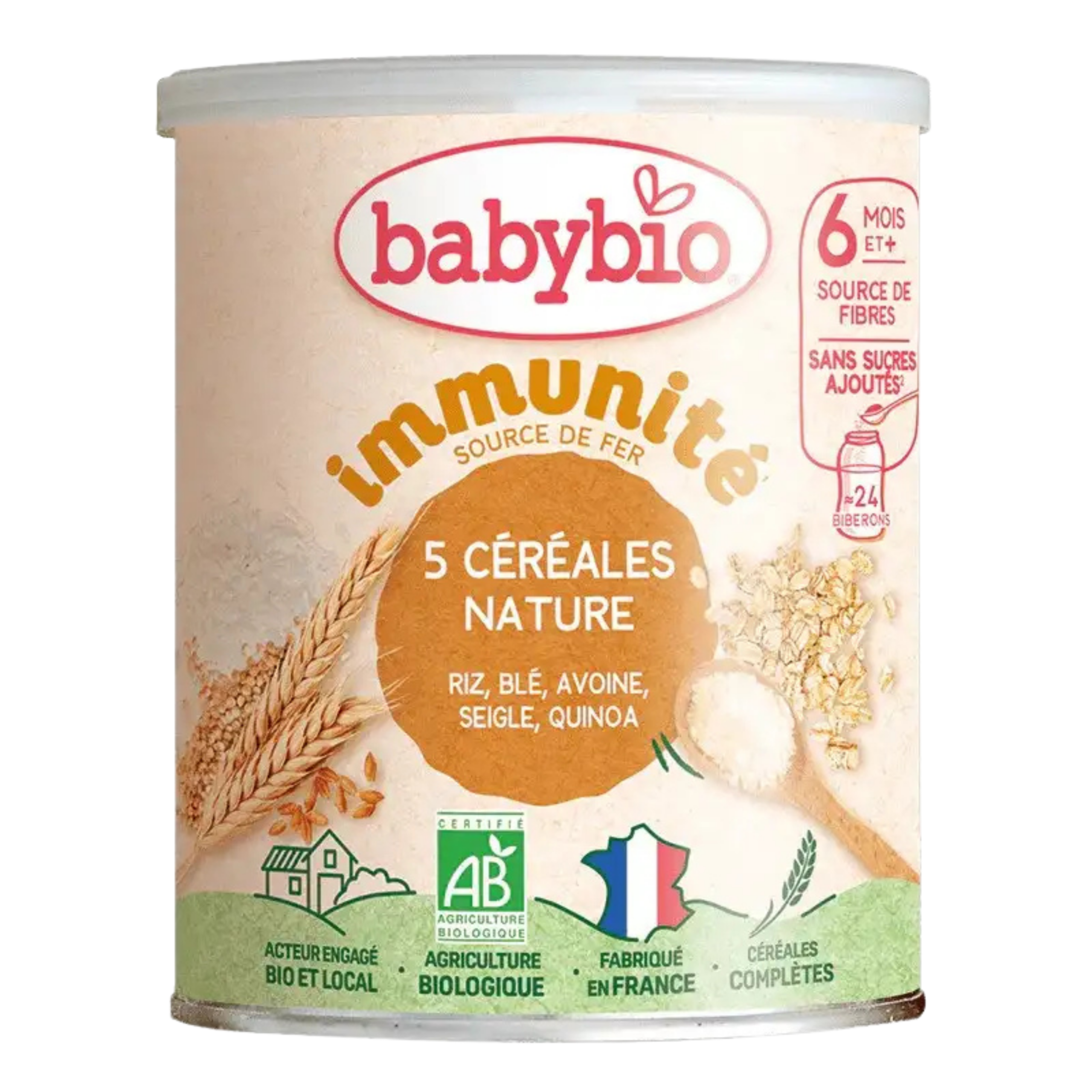 Babybio 5 Céréales Nature Riz, Blé, Avoine, Seigle, Quinoa
