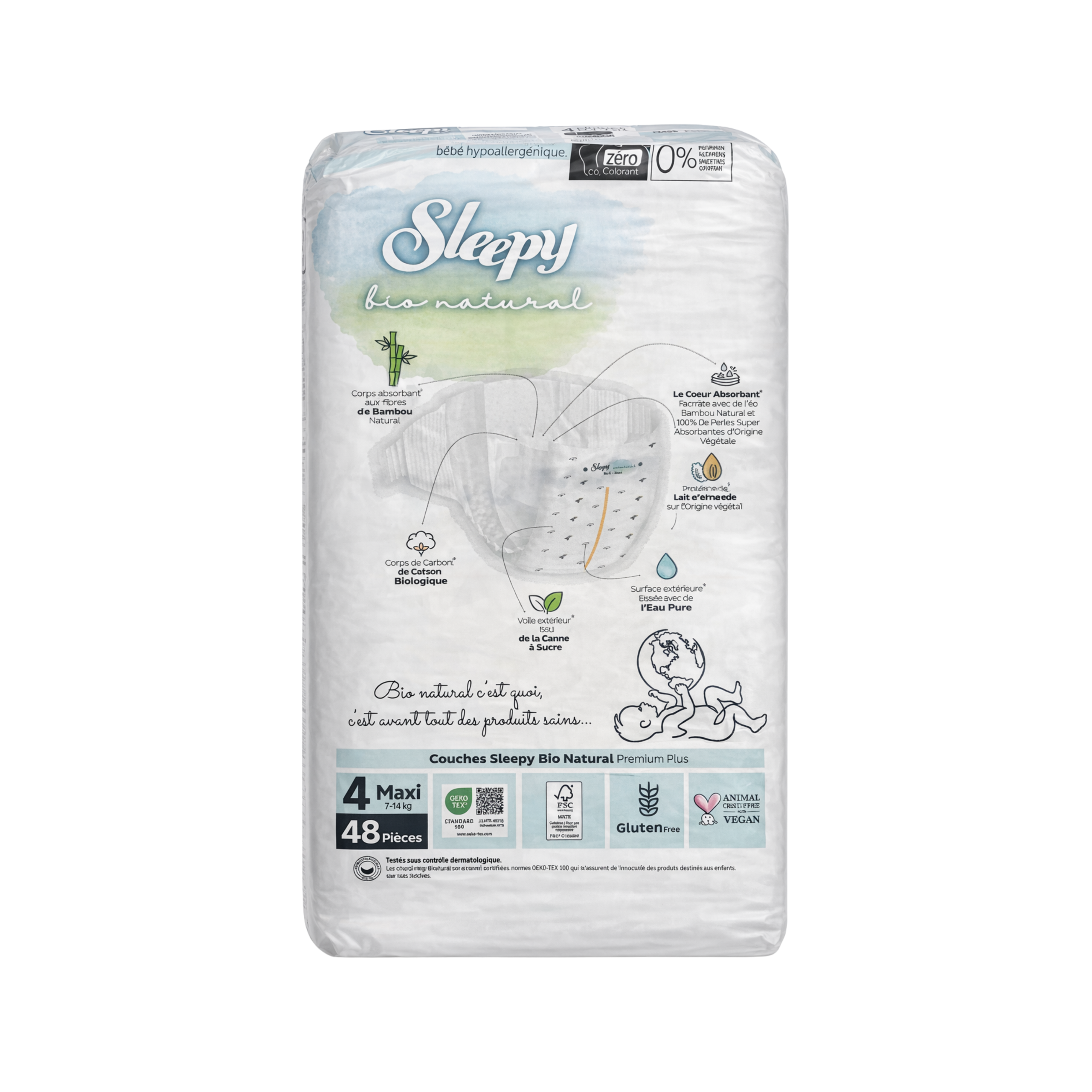 Sleepy Bio Natural Size 4 Diapers - 48 Units