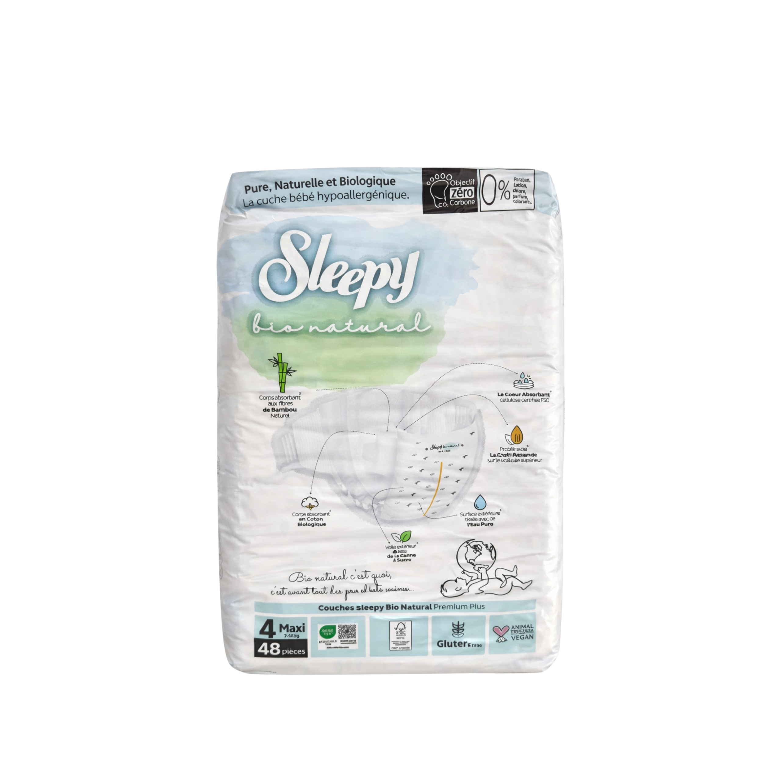 Sleepy Bio Natural Couches Taille 4 maxi  48 Pieces