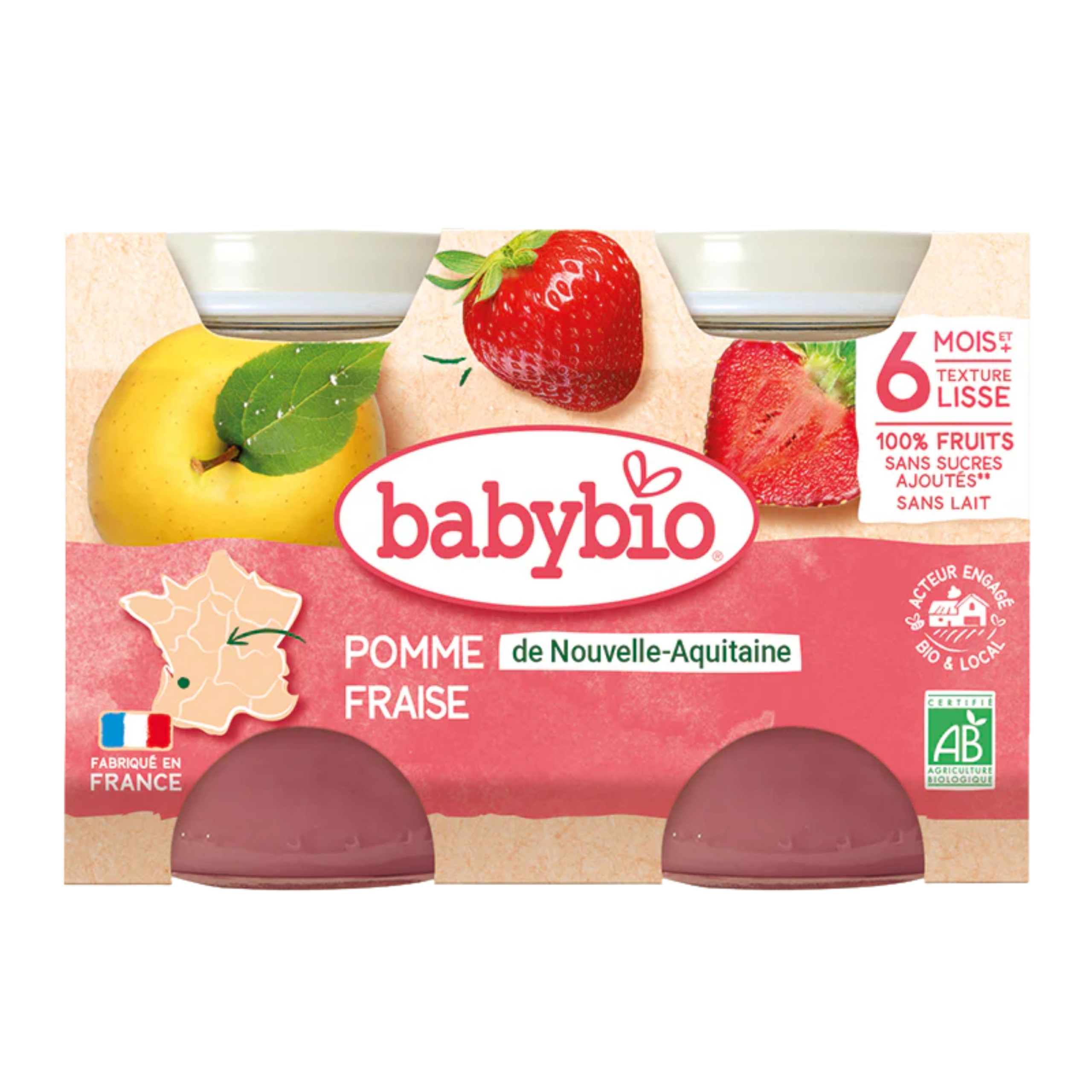 BABYBIO PETIT POT POMME FRAISE 2 x 130G
