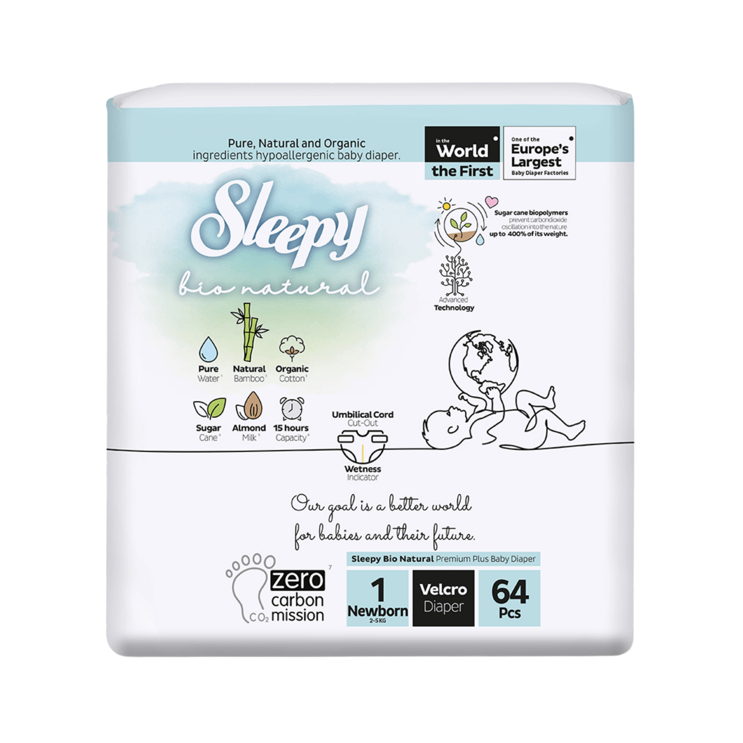 SLEEPY BIO NATURAL BAMBOU DIAPER DOUBLE JUMBO MINI TAILLE 2 PAQUET DE 68