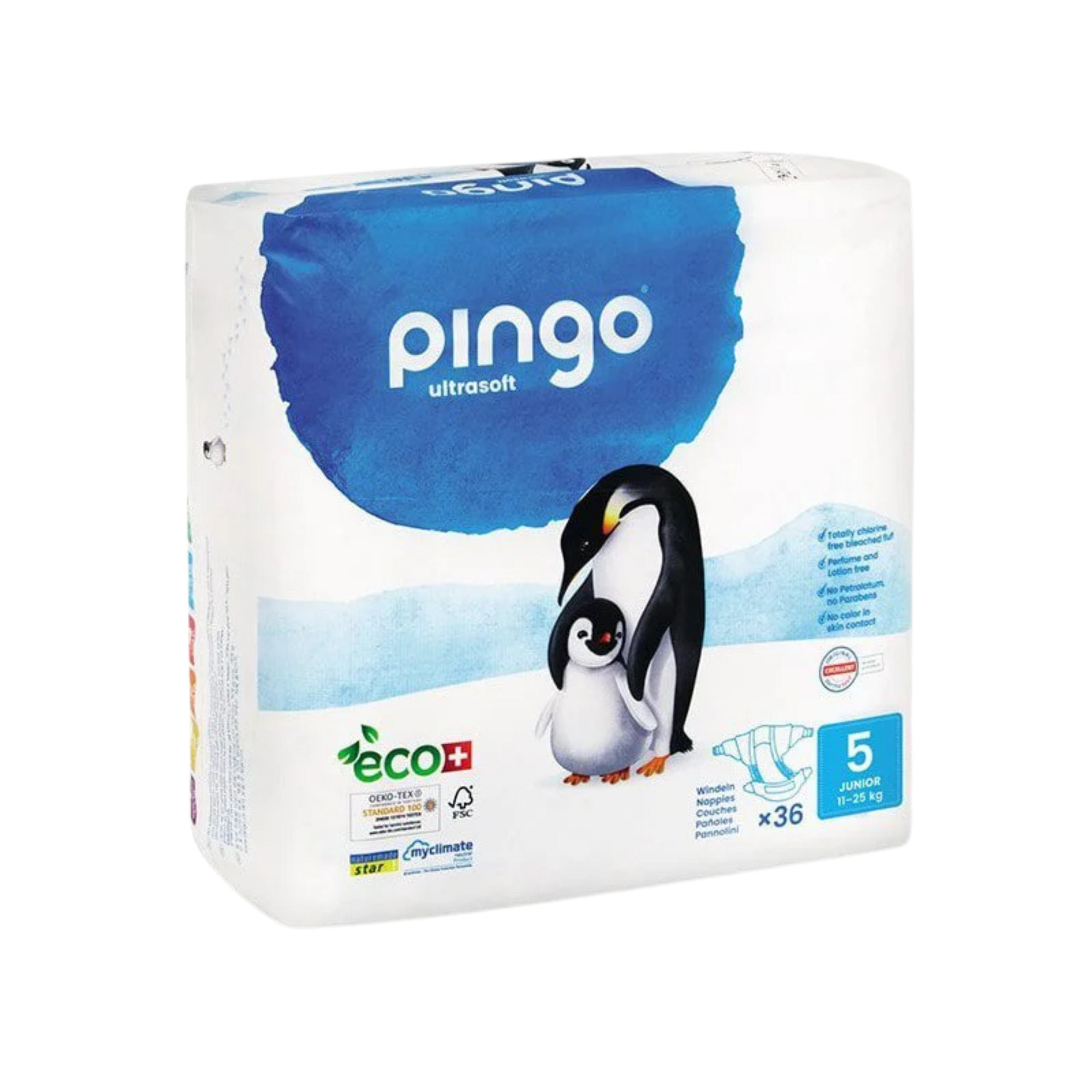 PINGO COUCHES ÉCOLOGIQUES JETABLES JUNIOR TAILLE 5 (11-25KG) 36 COUCHES