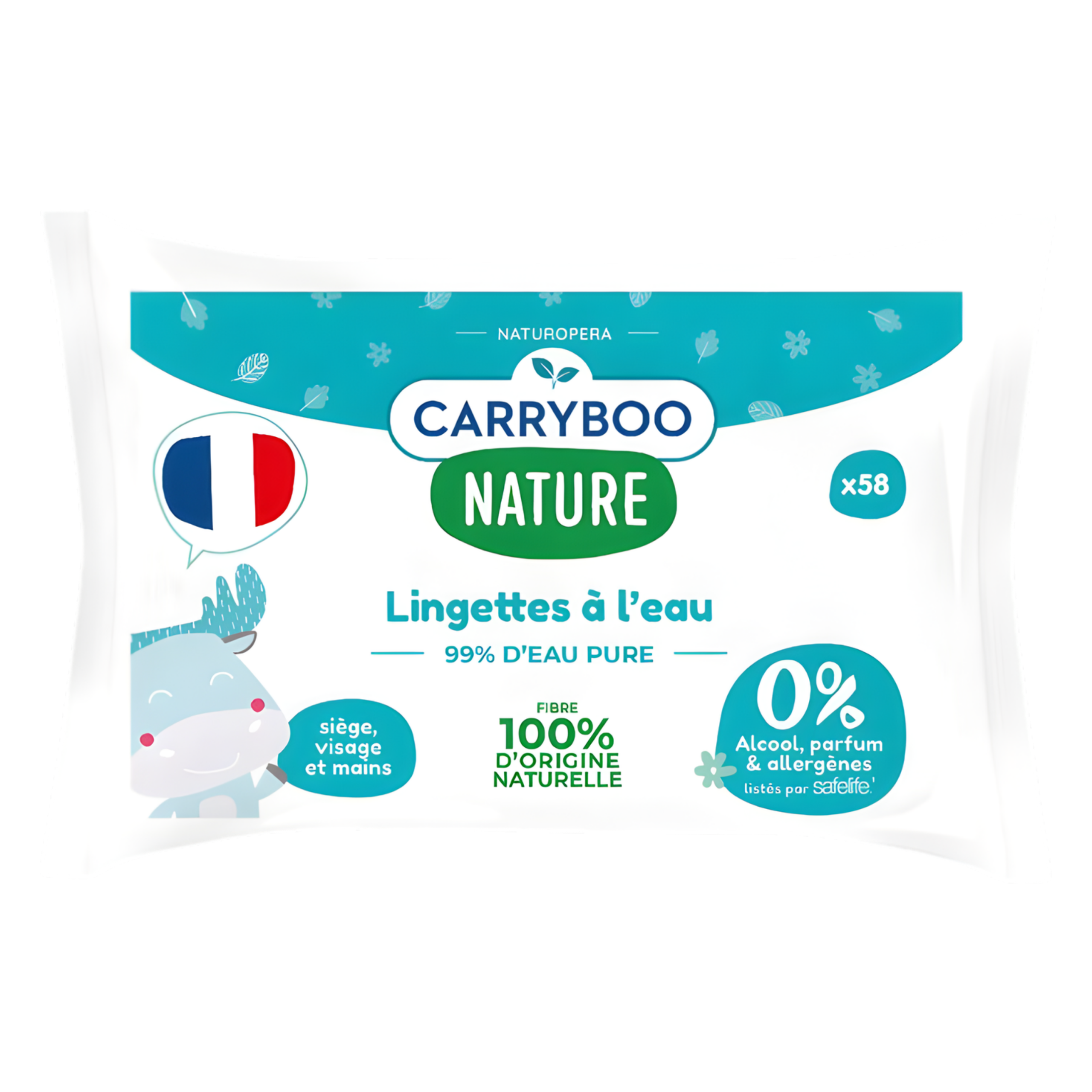 CARRYBOO – Lingettes A L’eau Pure Calendula 58 Pieces